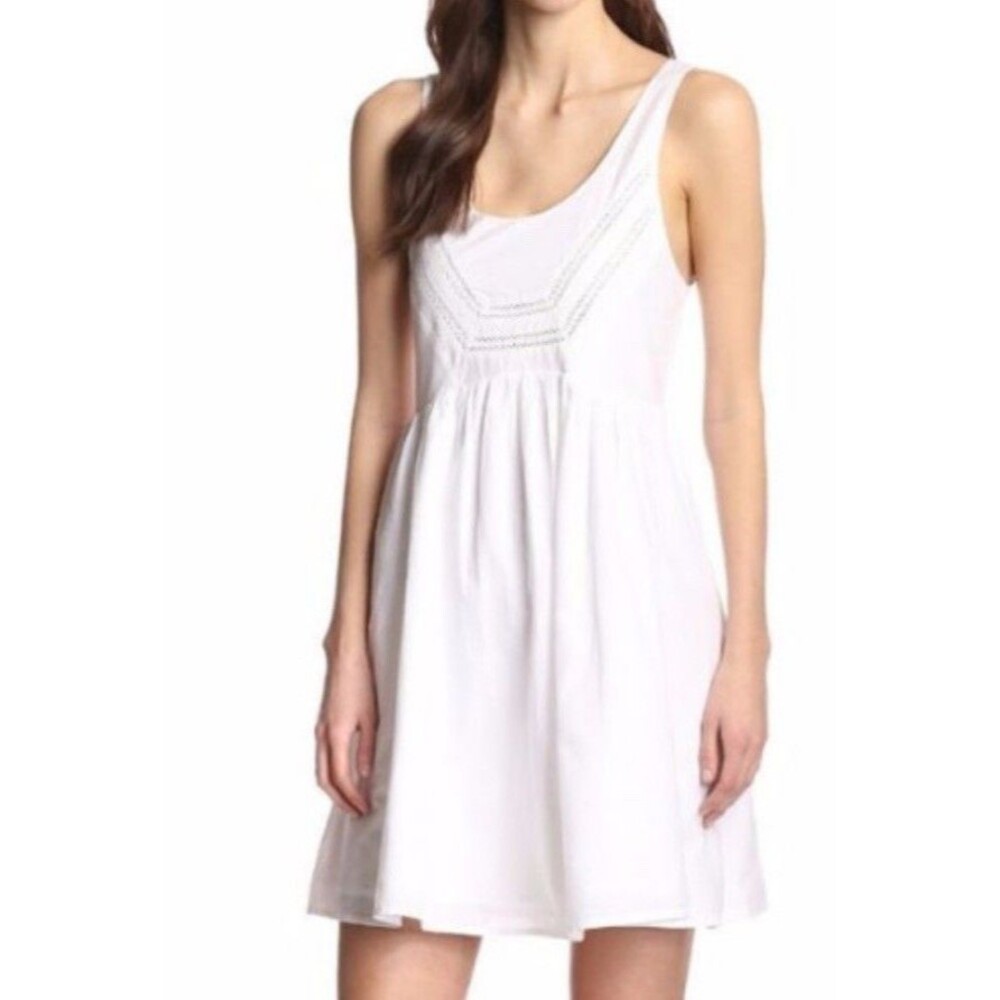 NWT $118 French Connection Ivy Plains White Dress Embroidery Detail Size XS